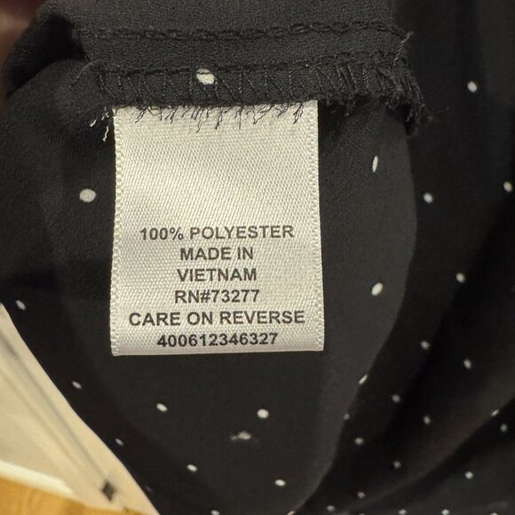 Elle XXL Black and White Polka Dot V-Neck Blouse Pleated Workwear Retro Classic - Picture 5 of 6